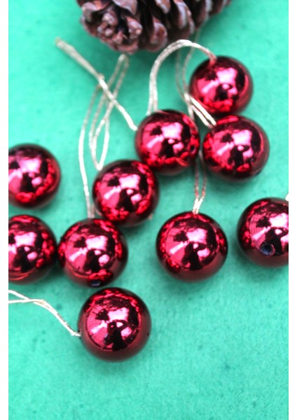 20 Adet Red Gold Dekoratif Parlak Top Ağaç Süsü 3cm