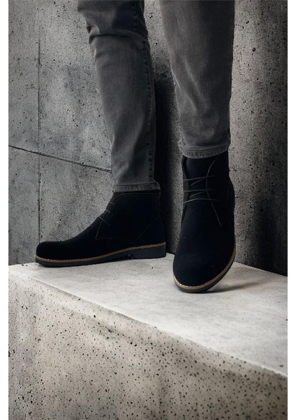 Klasik Bağcıklı Bilekte Erkek Bot SİYAH - SİYAH fiyatları