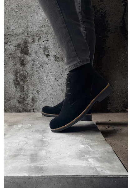 Klasik Bağcıklı Bilekte Erkek Bot SİYAH - SİYAH fırsatları