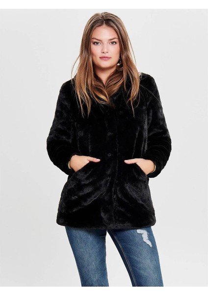Kadın Kaban Siyah Onlvıda Faux Fur Coat Otw 15164600