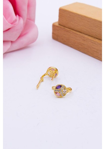 14 Ayar Altın Çocuk Küpe Renkli Taşlı LKKP1174 fırsatları