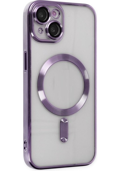 Apple iPhone 15 Plus Kılıf Magsafe Kamera Lensli Korumalı Şeffaf Silikon Kapak