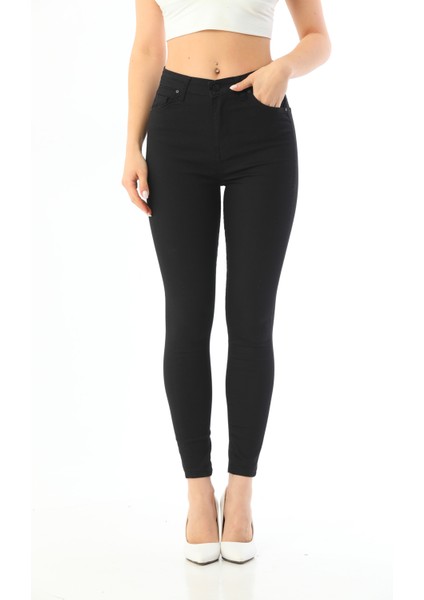 Kadın Siyah Yüksel Bel Bilek Boy Dar Paça Skinny Likralı Pantalon fiyatları