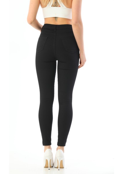 Kadın Siyah Yüksel Bel Bilek Boy Dar Paça Skinny Likralı Pantalon modelleri