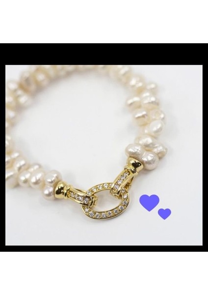 Hakiki Inci ve Kristal Choker ve Bileklik Set