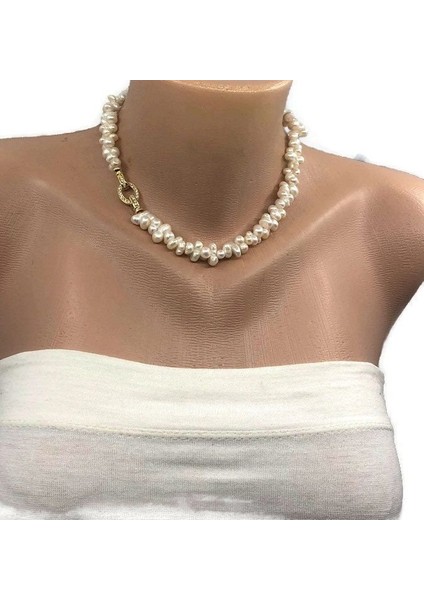 Hakiki Inci ve Kristal Choker ve Bileklik Set