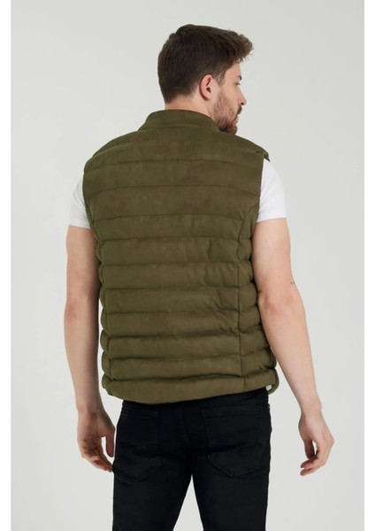 Kışlık Süet Kumaş Şık Şişme Slim Fit Kalıp Erkek Yelek