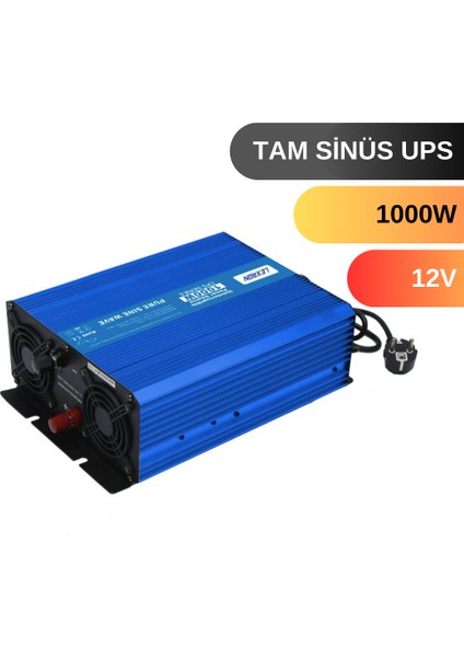 1000 W Watt 12V Tam Sinus Inverter (Ups)