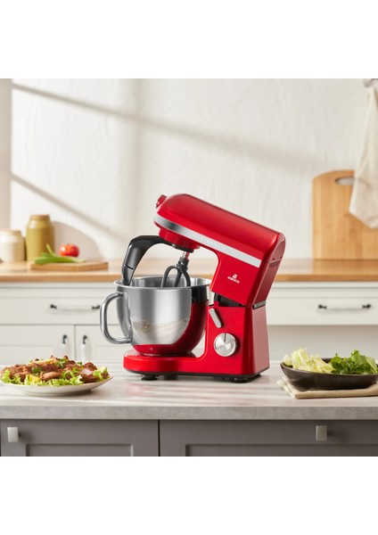 Pro Çift Kollu Mastermaid Chef Stand Mikser 1750 W Yüksek Motor Gücü , Hamur Kancası, Balon Çırpıcı ve Düz Çırpıcı