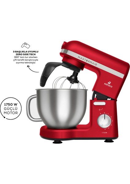 Pro Çift Kollu Mastermaid Chef Stand Mikser 1750 W Yüksek Motor Gücü , Hamur Kancası, Balon Çırpıcı ve Düz Çırpıcı