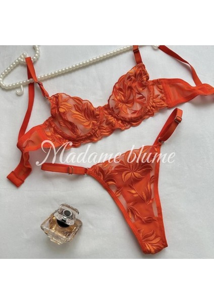 Madame Blume Lingerie - Orange Balenli Bralet Takımı