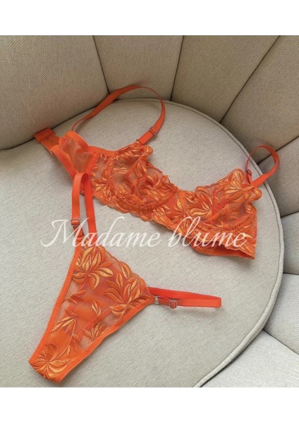 Madame Blume Lingerie - Orange Balenli Bralet Takımı