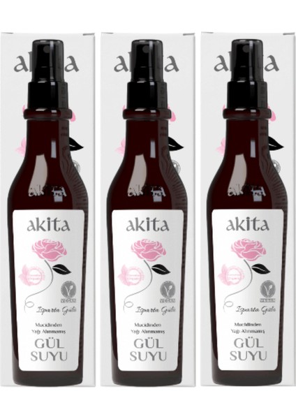 % 100 Doğal Yağı Alınmamış Gül Suyu 3X250mL