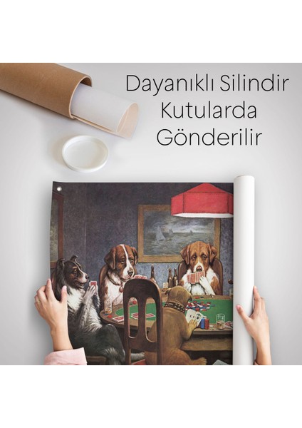 Cassius Marcellus Coolidge - Poker Oynayan Köpekler Eseri Kanvas Duvar ÖRTÜSÜ-HALISI-5170