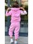 3 Iplik Barbie Baskılı Kapşonlu Kız Çocuk Oversize Sweatsihrt & Eşofman Takım Barbie 2