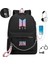 Bts Sırt Çantası Sevimli USB Şarj Okul Çantası (Siyah) (Yurt Dışından) 1