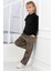 Sellfie Kids Leopar Desenli Volanlı Bluzlu Kız Çocuk Kadife Takım 17036 2