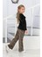 Sellfie Kids Leopar Desenli Volanlı Bluzlu Kız Çocuk Kadife Takım 17036 4