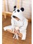 Kapşonlu Pamuklu Havlu Yumuşacık Kız-erkek Çocuk Bornozu beyaz / Panda 2