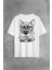 Siyah Kedi Black Cat Silüet Çizim Sırt Ön Baskılı Oversize Tişört T-Shirt 1