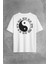 Siyah ve Beyaz Ying Yang Pokemon Minimal Sırt Ön Baskılı Oversize Tişört T-Shirt 1