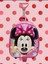 Kız Çocuk Minnie Baskılı Çekçekli Anaokulu Kreş Okul Çantası Sırt Çantası 1