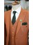 Erkek Çizgili Takım Elbise Kırlangıç Yaka Italyan Kesim Slim Fit Ceket Yelek Pantolon 5