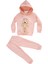 Peluş Ayılı Kız Çocuk Pudra Pembe 3 Iplik Dar Kalıp Sweat Takım 1