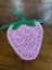 27X22 cm Kabartma Taş ve Boncuk Işleme Pembe Çilek Aplike Arma Yama 1