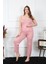 Kadın Büyük Beden Pudra Ip Askılı Pijama Takım 202195 3