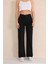 Kadın Siyah Yüksek Bel Likralı Esnek Geniş Paça Palazzo Pantolon 3