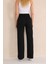 Kadın Siyah Yüksek Bel Likralı Esnek Geniş Paça Palazzo Pantolon 5