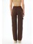 Kahve Kargo Cepli Likralı Yüksek Bel Wide Leg Pantolon 3