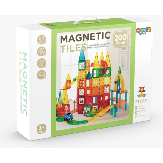 Oggia Magnetic Tiles 200 Parça Manyetik Oyun Seti KBM-200