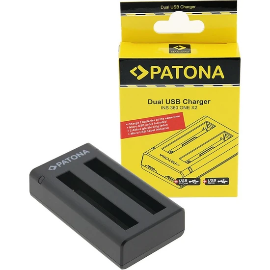 Patona 1457 INSTA360 One X2 Uyumlu Ikili USB Şarj Cihazı