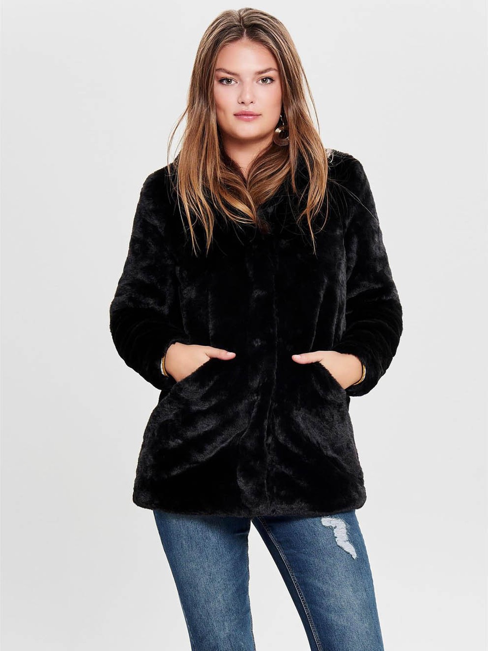 Only Kadın Kaban Siyah Onlvıda Faux Fur Coat Otw 15164600