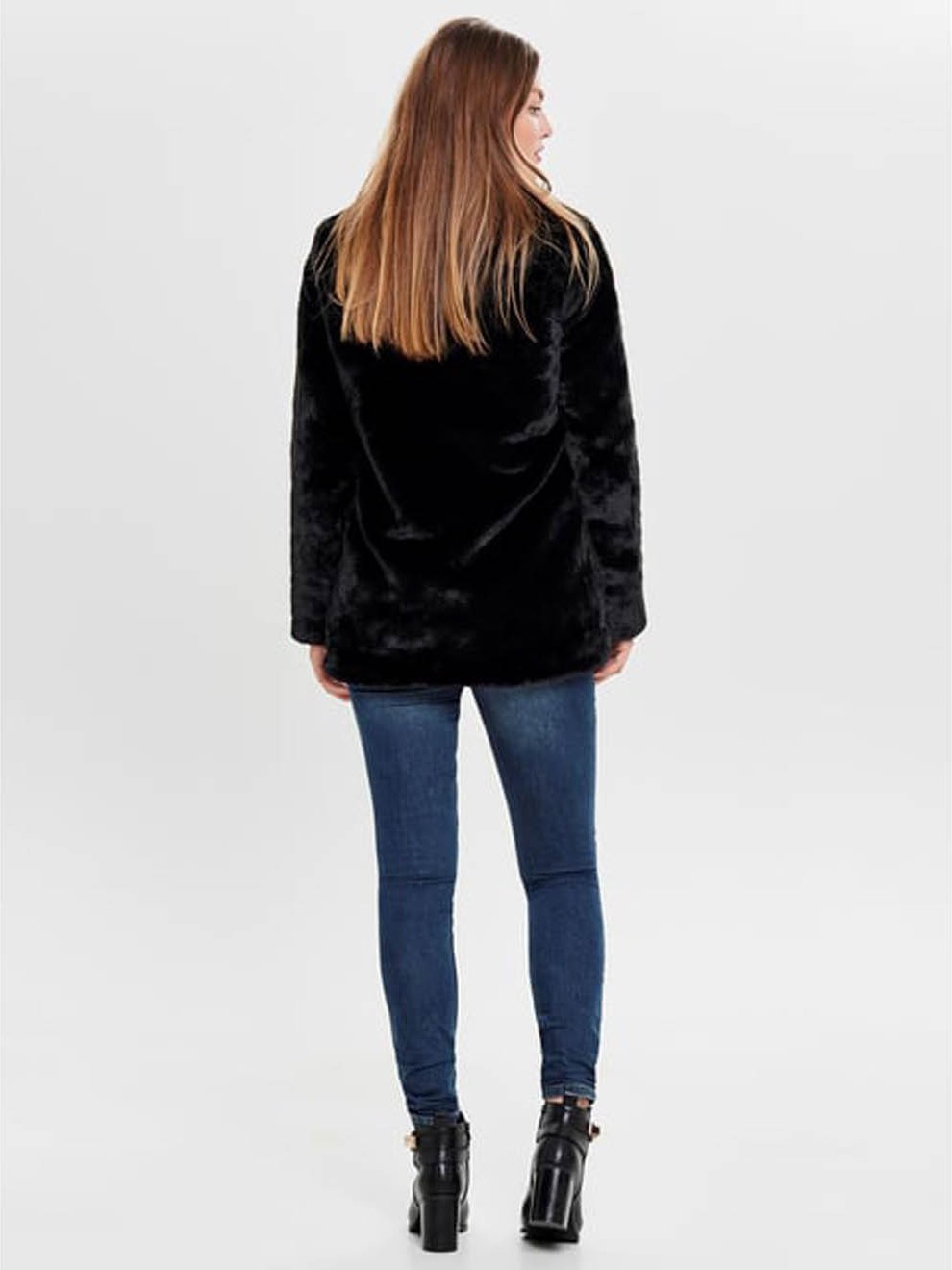 Only Kadın Kaban Siyah Onlvıda Faux Fur Coat Otw 15164600 görsel 5