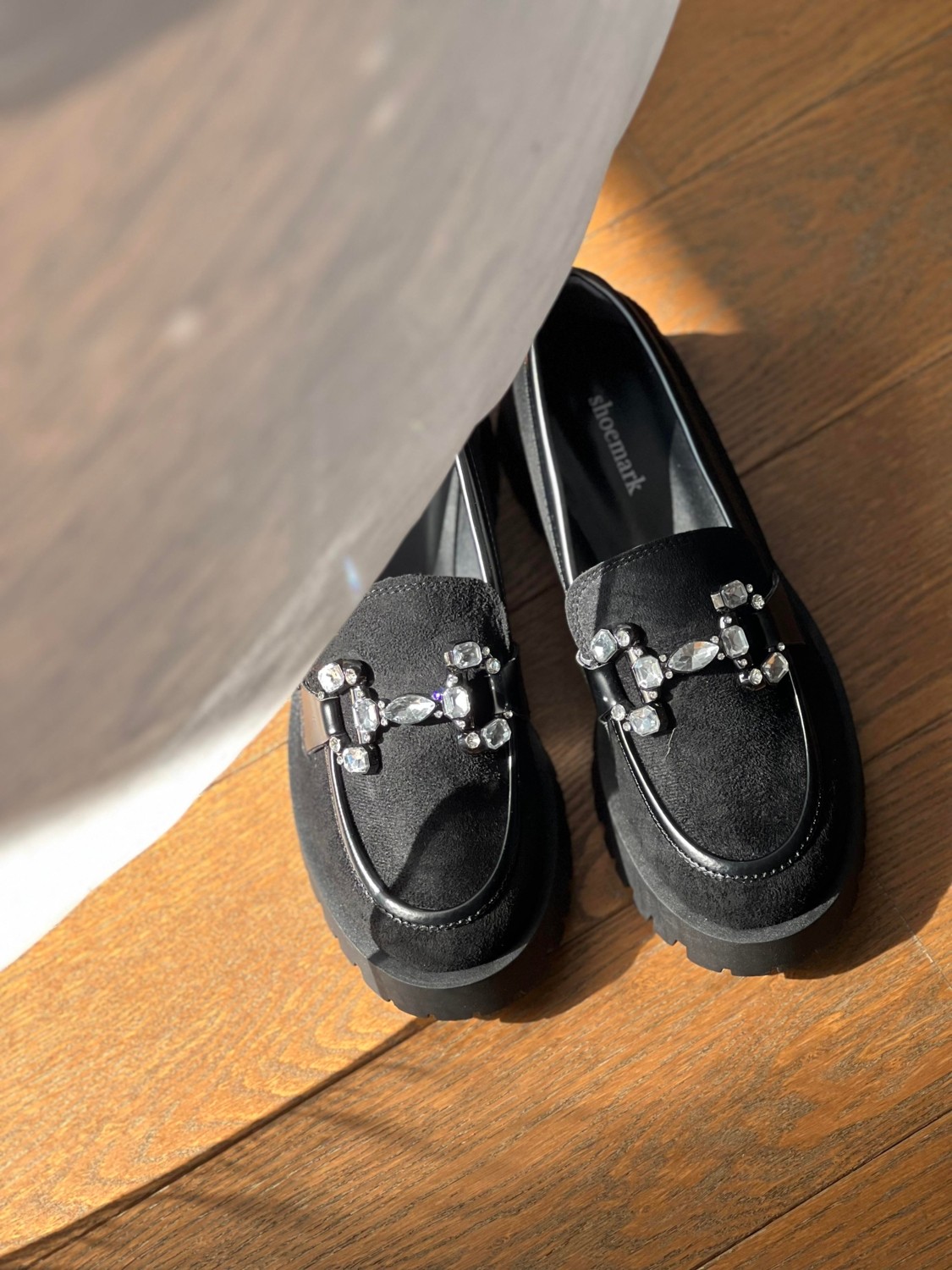 Shoemark Tina Bej Süet Taşlı Toka Deaylı Kadın Loafer görsel 4
