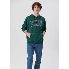 Mavi M067149-71874 Zümrüt Yeşil Erkek Oversize Kapuşonlu Logo Sweatshirt