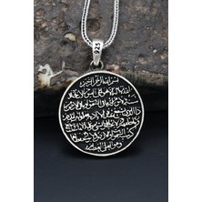 Prestige Gümüş Çift Taraflı Ayetel Kürsi ve Haset Suresi Yazılı 925 Ayar Erkek Gümüş Kolye Zincir