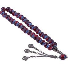 Nusnus Lale Motifli Kırmızı-Mavi Çini Tesbih