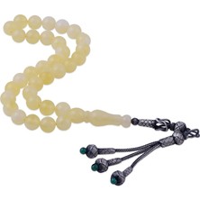 Nusnus Küre Kesim Kazaz Gümüş Püsküllü Sıkma Kehribar Tesbih 9.60 gr Gümüş