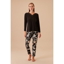Suwen Black Rose Pijama Takımı