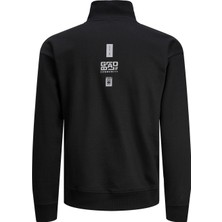 Jack & Jones Dik Yaka Regular Fit Siyah Erkek Sweatshirt 12242262