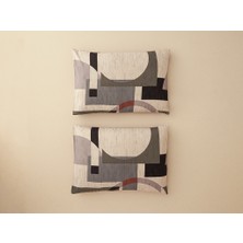 English Home Dynamic Square Dijital Baskılı Soft Cotton 2'li Yastık Kılıfı 50X70 cm Bej – Terracotta