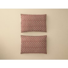 English Home Dynamic Square Dijital Baskılı Soft Cotton 2'li Yastık Kılıfı 50X70 cm Bej – Terracotta