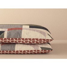 English Home Dynamic Square Dijital Baskılı Soft Cotton 2'li Yastık Kılıfı 50X70 cm Bej – Terracotta