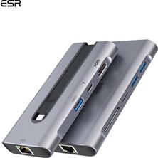 ESR 8-in-1 USB-C Hub: 4K HDMI, Gigabit Ethernet (RJ45), 100W PD Şarj ve Yüksek Hızlı Veri Aktarımı