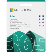 Microsoft Office 365 Aile 6GQ-01610 Türkçe Kutulu Ofis Yazılımı 1 Yıl (6 Kullanıcı)