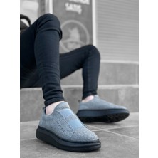 BOA BA0307 Boa Kalın Süet Yüksek Taban Çift Bant Gri Siyah Erkek Ayakkabı